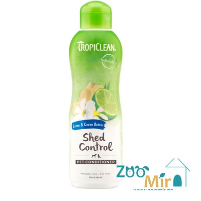 TropiClean Lime & Cocoa Butter Shed Control Dog & Cat Conditioner, кондиционер с  аромат лайма и масла какао, для собак и кошек, 355 мл.