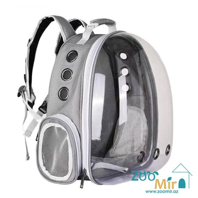 TU, рюкзак-переноска, со сферическим иллюминатором, для собак мелких пород и кошек, 42х25х35 см (цвет: серый)