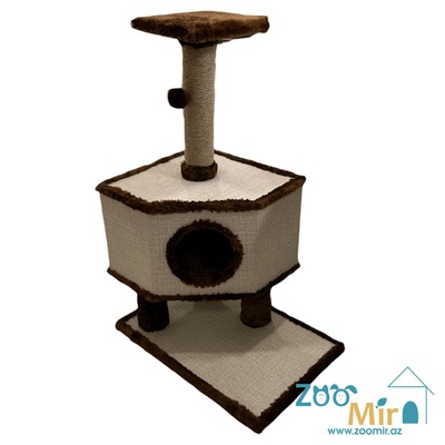 Zoomir "Brown Сoffee", угловая домик-когтеточка на ножках с угловым основанием, для котят и кошек, 93х60х40 см