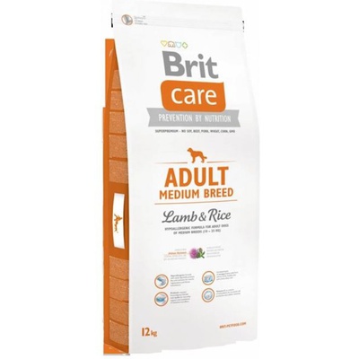 Brit Care, Adult Medium Breed Lamb & Rice, cухой гипоаллергенный корм для собак средних пород с весом от 10 до 25 кг (ягненок и рис), 12 кг .