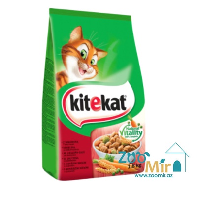 Kitekat, сухой корм для взрослых кошек с говядиной и овощами, 1,8 кг (цена за 1 пакет)