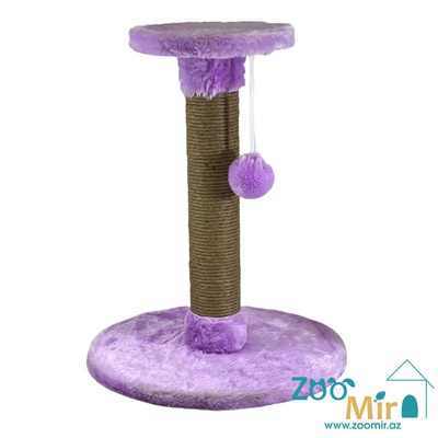 Zoomir, когтеточка с круглым основанием и полкой на верху, для кошек и котят, 50х40х40 см (размер М)(цвет: фиолетовый)