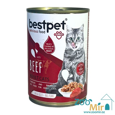 BestPet, консервы для взрослых кошек с говядиной в соусе, 400 гр