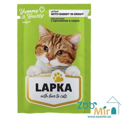 Lapka, влажный корм для кошек со вкусом кролика в соусе, 85 гр