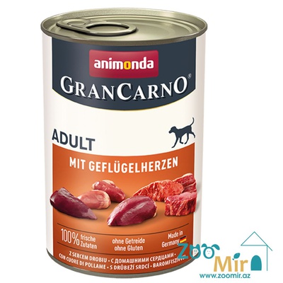 Gran Carno Adult, влажный корм для собак с сердцем домашней птицы, 400 гр