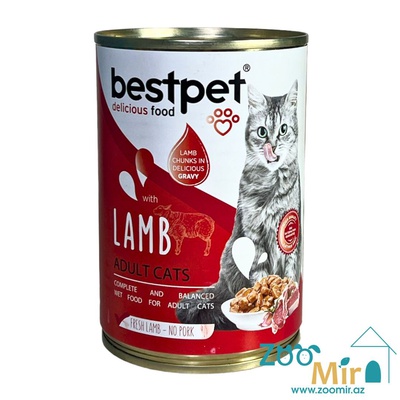 BestPet, консервы для взрослых кошек с ягненком в соусе, 400 гр