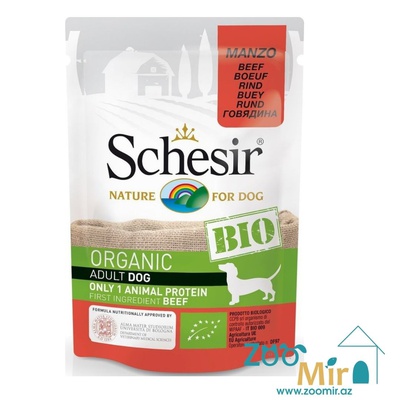 Schesir Organic Bio Adult, влажный корм с говядиной для взрослых собак, 85 гр
