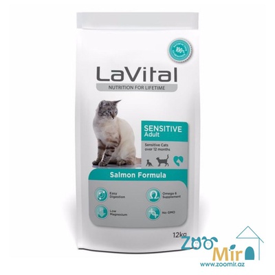 Lavital Sensitive Adult Cat Salmon Formula,  dry food for adult cats with sensitive digestion, 12 kg (price for 1 bag)