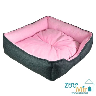 Zoomir, лежак для мелких пород собак и кошек, 42x42x11 см (размер S) (цвет: серо-розовый)