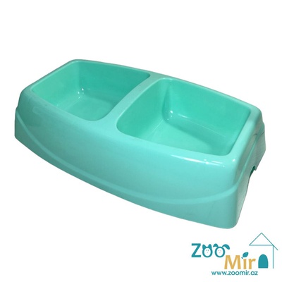 CadoPet, пластиковая двойная миска для собак средних пород, 2х0.5 л (цвет: ментол)
