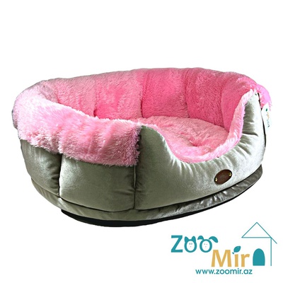 Zoomir “Velvety Gray with Pink Fur” модель "Диван", для мелких и средних пород собак, 75х65х26 см