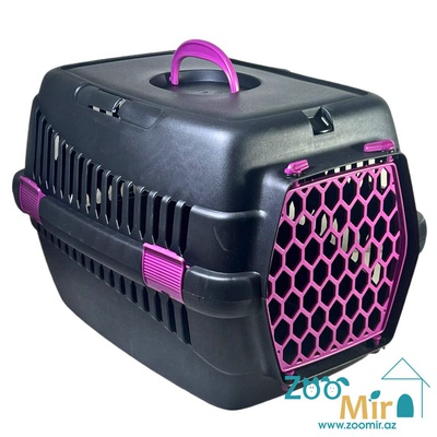 CaDoPet, переноска для малых пород собак, котят и кошек, 49х35х32,5 см (цвет: черно-фиолетовая)