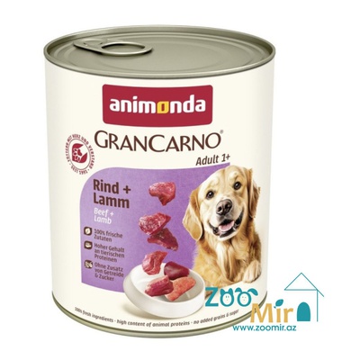Gran Carno Adult, влажный корм для собак с говядиной и ягнёнком, 800 гр