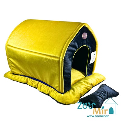 ZooMir, модель "Домик с подушечкой" для мелких пород собак и кошек, 60х40х40 см (цвет: желтый)