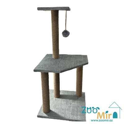 ZooMir, многоуровневая когтеточка для котят и кошек, 40х40х85 см (цвет: серый)