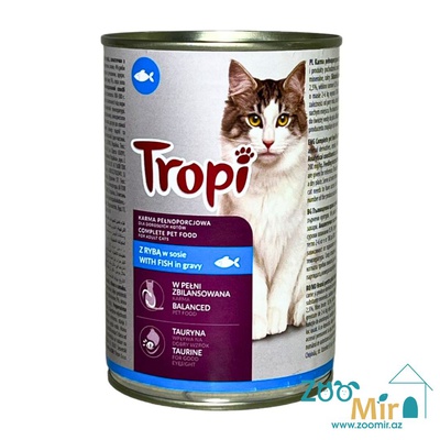 Tropi, консервы для кошек с рыбой в соусе, 415 гр