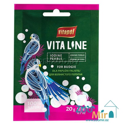 Vitapol, витаминная кормовая добавка для волнистых попугаев йодные шарики, 20 гр (цена за 1 пакет)