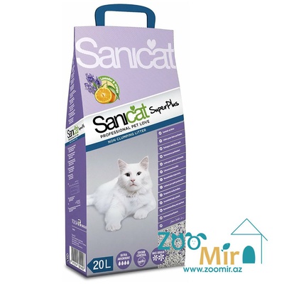 SanicatSanicat Super Plus Cat Litter, впитывающий наполнитель с запахом лаванды и апельсина, 20 л.