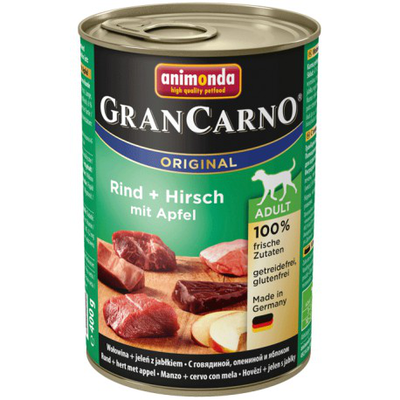 Gran Carno Adult, влажный корм для собак с говядиной, олениной и яблоком, 800 гр
