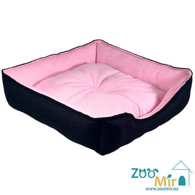 Zoomir, лежак для мелких пород собак и кошек, 42x42x11 см (размер S) (цвет: черно-розовый)