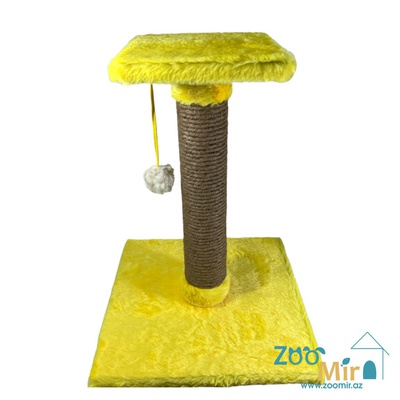 Zoomir "Yellow Happiness" , когтеточка с квадратным основанием и полкой на верху для кошек и котят, 54х40х40 см (размер M)