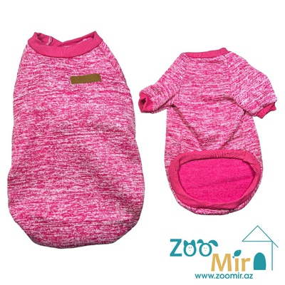 Tu, модель "Pink 3", утепленная кофта из трикотажной ткани и флисовой изнанкой, для собак мини пород, 4,6 -  6 кг (размер XL)