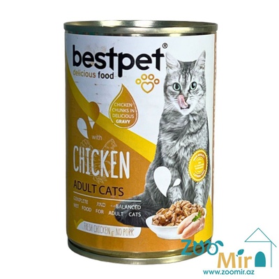 BestPet, консервы для взрослых кошек с курицей в соусе, 400 гр