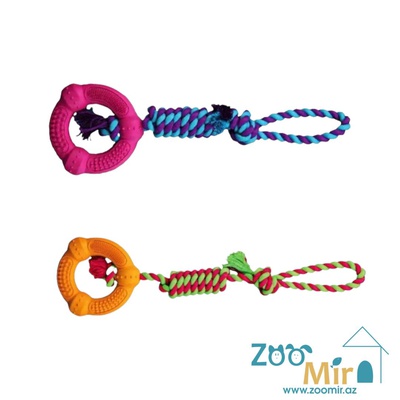 Trixie Denta Fun, игрушка канат с резиновым кольцом для собак, 40 см (выпускается в разных цветах)(цена за 1 игрушку)