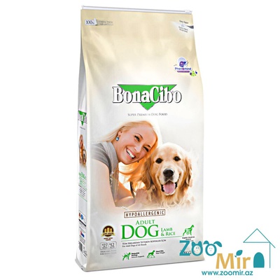 BonaCibo, сбалансированный сухой корм для собак со вкусом ягненка и риса, 15 кг (цена за 1 мешок)