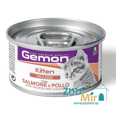 Gemon, консервы для котят лососем и курицей, 85 гр