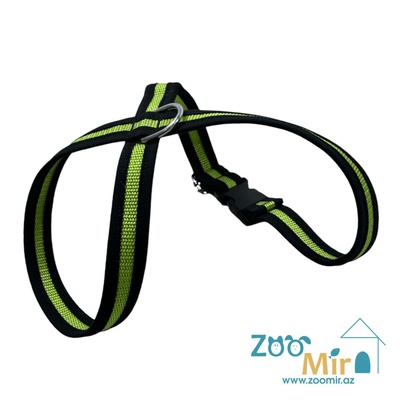 ZooMir, шлейка "Восьмерка", подходит для собак с обхват грудной клетки 50-59 см и имеет ширину 28 мм (цвет: черно-салатовый)