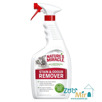 Nature's Miracle Cat Stain & Odour Remover  Bio-Enzymatic Formula, универсальный уничтожитель пятен и запахов для кошек с био-энзимной формулой, 709 мл