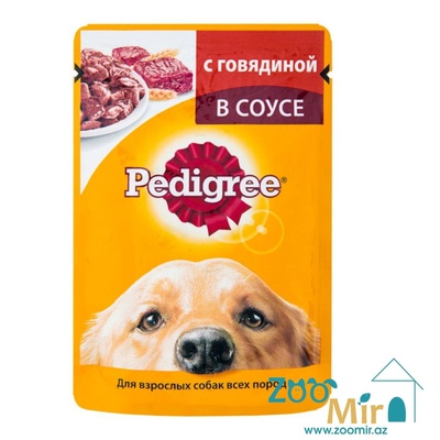 Pedigree, влажный корм для взрослых собак всех пород с говядиной в соусе, 100 гр