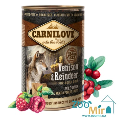 Carnilove, Vension and Reindeer for adult dogs, консервы для взрослых собак с олениной, 400 гр