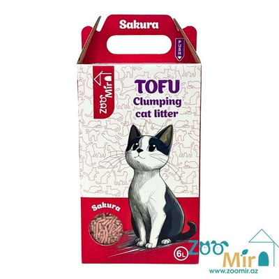 TOFU, натуральный комкующийся наполнитель из экологически чистых соевых бобов и натуральных растительных волокон с запахом сакуры, 6 л