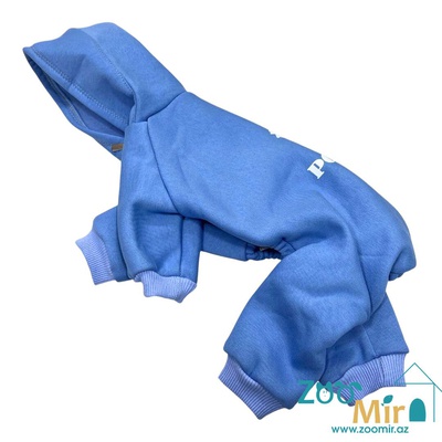 ZooMir, утепленный комбинезон c замком из трикотажной ткани и флисовой изнанкой, для собак, 7 - 11 кг (размер L)(цвет: голубой)