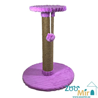 Zoomir "Violet 1" , когтеточка с круглым основанием и полкой на верху, для кошек и котят, 50х40х40 см (размер М)