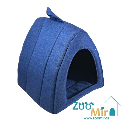 ZooMir "Dark Blue1", модель "Шалаш"  домик для мелких пород собак и кошек, 35х33х34 см