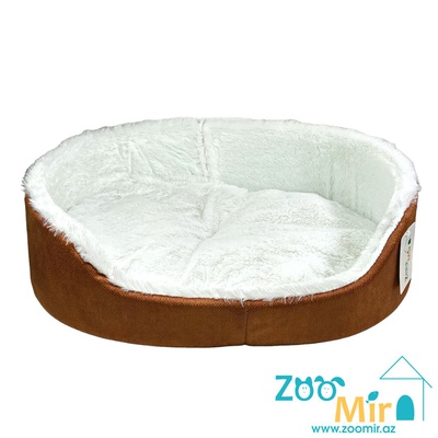 ZooMir "Brown with White Fur", модель лежаки "Матрешка" для мелких пород собак и кошек, 55х42х14 см (размер L)