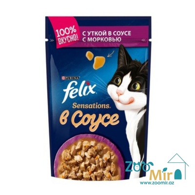 Felix, влажный корм для кошек с уткой в соусе с морковью, 85 гр