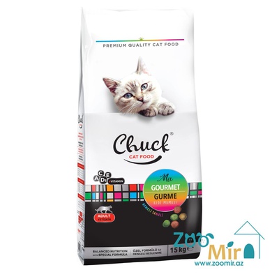 Chuck Cat Food Gourmet, сухой корм для взрослых кошек, 15 кг (цена за 1 мешок)
