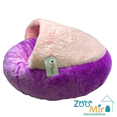 Zoomir, модель лежак "Меховой Тапок" для мелких пород собак и кошек, 55х55х32 см (цвет: розово-фиолетовый)