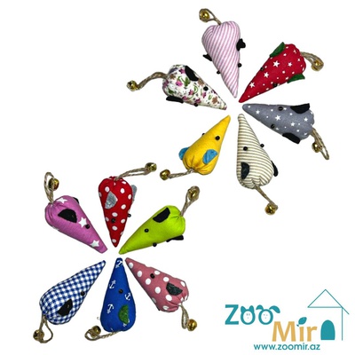 Mio Pet Toys, игрушка в форме мышки с колокольчиком, для котят и кошек, 7 см (выпускается в разных цветах)(цена за 1 игрушку)