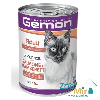 Gemon, консервы для кошек с лососем и креветками, 415 гр