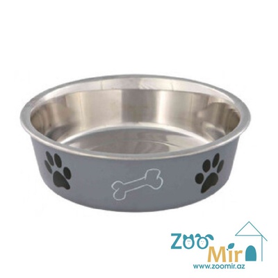 Trixie Grey, миска стальная с цветным покрытием для собак средних пород, 0,75 л