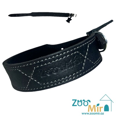 Zoomir, ошейник для средних пород собак, 40-55 см х  40 мм (цвет: черный с серой строчкой)