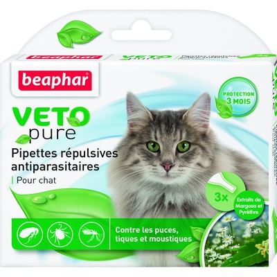 Beaphar, Veto Pure, раствор для наружного применения (на холку) против клещей, блох, вшей и комаров с экстрактом маргозы, для кошек, (цена за 1 пипетку)