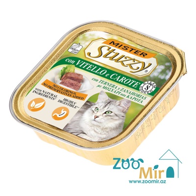 Mister Stuzzy, консервы для кошек с телятиной и морковью, 100 гр
