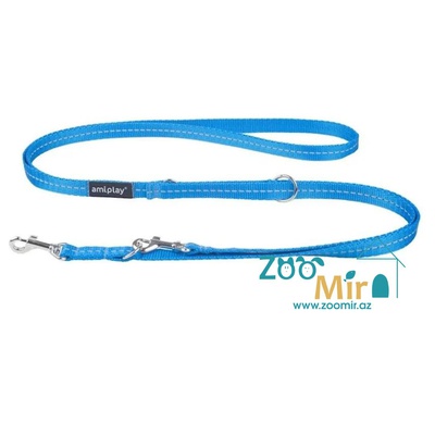 Amiplay Adjustable Leash 6in1, регулируемый поводок для собак малых и средних пород, 100-200 х 1 см (размер: S), (цвет: голубой)