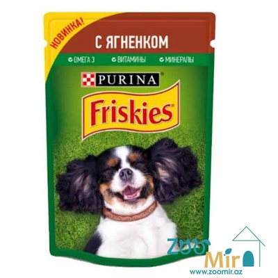 Friskies,  влажный корм для собак с ягненком, 85 гр